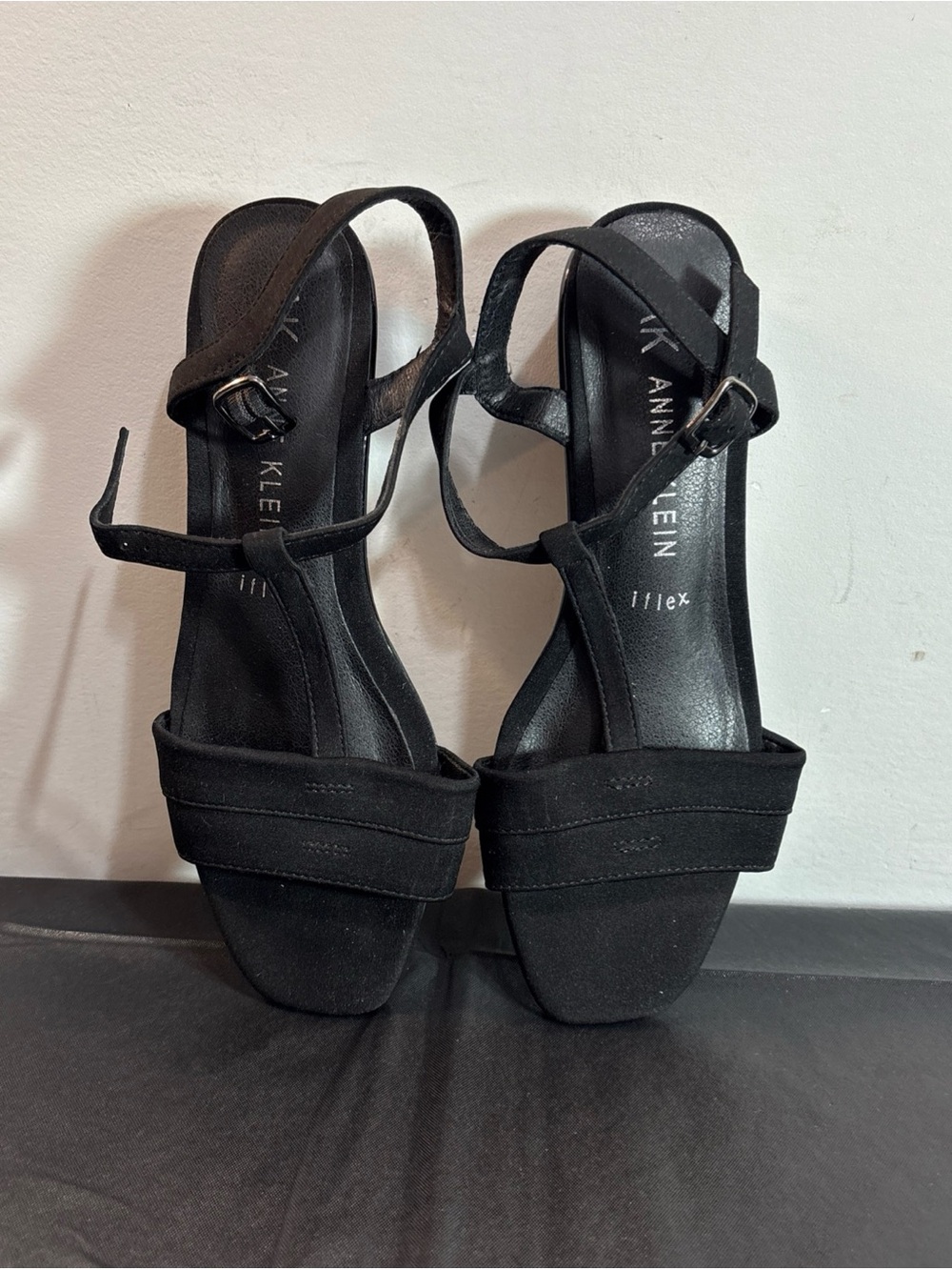 Anne Klein Black Ankle-Strap Sandals. Sz 7.5. 9/17